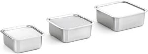 EVERSTEN CuBE Low 3PCS Set – High-quality stainless steel food storage containers with lids, dishwasher safe, and made in South Korea.  
