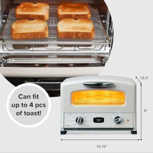 HeatMate Countertop Pop-Up Toaster Oven in Eggshell White with Graphite Heating Technology for Fast and Even Cooking  