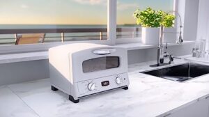 HeatMate Countertop Pop-Up Toaster Oven in Eggshell White with Graphite Heating Technology for Fast and Even Cooking  