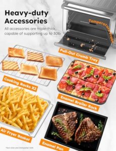 Nuwave Bravo Pro Smart Oven with 35% crispier results, adjustable temperature, and smart thermometer for precision cooking.  