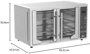 Air Fryer Oven with stainless steel French doors, 10-in-1 cooking functions, and XL capacity for 2 pizzas  