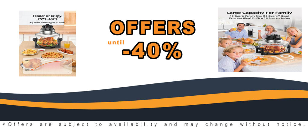 Oil-Free Air Fryer Oven with Infrared Halogen Convection, Large Capacity, and Dishwasher-Safe Glass Container
