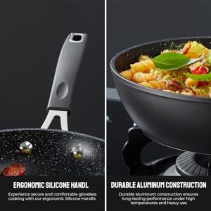 BEZIA Induction Pots and Pans Set – 10-Piece Non-Stick Cookware with Anti-Scald Handles and Lids  