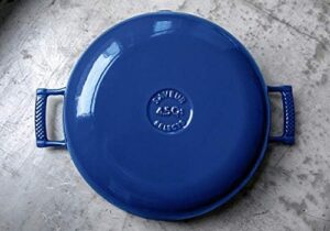 Saveur Selects Enameled Cast Iron Braiser in Classic Blue with Stainless Steel Lid, 4-1/2-Quart Dutch Oven from the Voyage Series 
