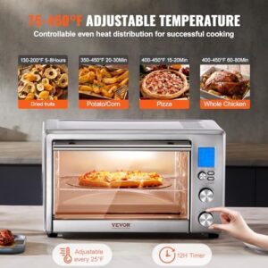 VEVOR 13-IN-1 Air Fryer Toaster Oven, 28L/29.6Qt Convection Oven, 1800W 2-Tier Toaster Ovens Countertop Combo with Wire Racks, Pizza Pan, Gloves, Home and Commercial Use