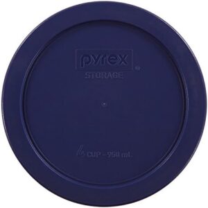 Pyrex Simply Store 14-Piece Round Glass Food Storage Set with blue lids, stackable and durable for meal prep and food storage.  