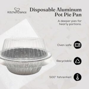 KitchenDance Disposable Aluminum Extra Deep Meat Pan with Clear Snap-on Lid, ideal for baking cobblers, casseroles, and pot pies.  