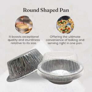 KitchenDance Disposable Aluminum Extra Deep Meat Pan with Clear Snap-on Lid, ideal for baking cobblers, casseroles, and pot pies.  