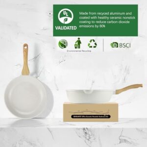 SENSARTE Nonstick Ceramic Cookware Set 16-Piece with stay-cool handles and silicone utensils, perfect for healthy cooking.  