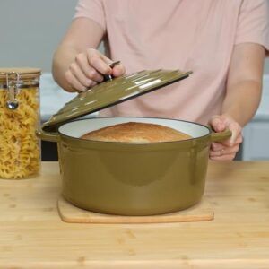 Lot45 Enameled Cast Iron Cookware Set - 7-piece non-stick ceramic coated skillet, saucepan, and Dutch oven for versatile stove and oven cooking.  