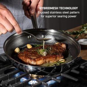 T-fal HybridMesh Tri-Ply Cookware Set, 8, 10.25, and 12 Inch, Non-stick, Dishwasher Safe, Silver/Black