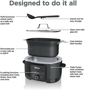 Ninja MC1010 Foodi PossibleCooker PLUS 6-in-1 Multi-Cooker with Black Nonstick Pot and Glass Lid