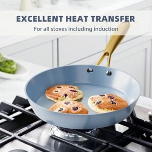 VONIKI Healthy Ceramic Cookware Set - Non-Toxic and PFAS-Free Blue Cookware