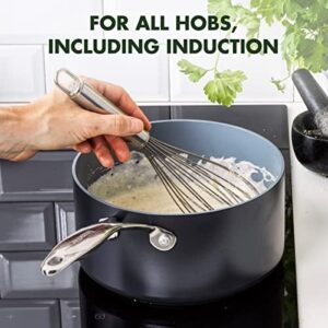 GreenPan Valencia Pro Hard Anodized Healthy Ceramic Nonstick Saucepan Set with Lids, Gray