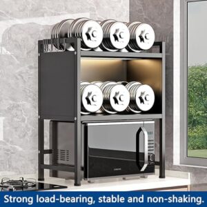ZrgGea Microwave Oven Rack, expandable countertop storage for kitchen utensils and tableware.