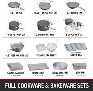 Granitestone Pro 20-Piece Hard Anodized Cookware and Bakeware Set with Ultra Nonstick Coating  