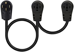 High-quality Y Adapter 2-Way Connector 14-50P Male 4-Pin Plug with dual 14-50R outlets for stoves, ovens, and heavy-duty appliances.  