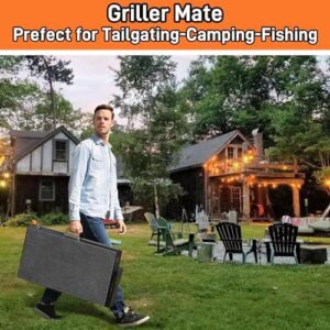 EUTRKei Outdoor Table Grill Griddle Stand with wheels and double shelf, ideal for griddles and pizza ovens