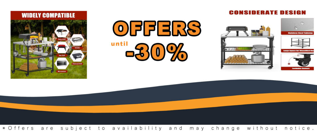 KEESHA Multi-Functional Stainless Steel Pizza Oven Stand Station, ideal for Ooni, Weber, Blackstone, and Ninja pizza ovens.