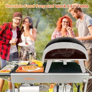 Pizza Oven Table Grill Cart for Ooni Koda/Karu/Fyra with movable prep station and storage