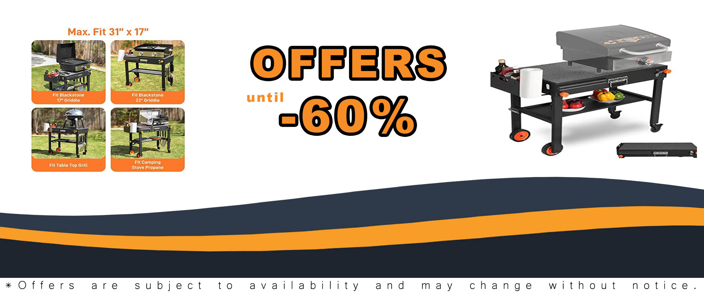 DeintYei Pizza Oven BBQ Folding Table, Blackstone Griddle Accessories, Solid and Sturdy, Foldable Table with 4 Wheels, Outdoor Kitchen Island