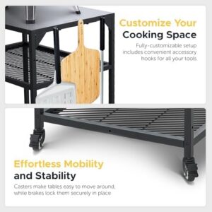 Ooni Medium Modular Table Pizza Oven Cart in Stainless Steel for Outdoor Kitchen Use