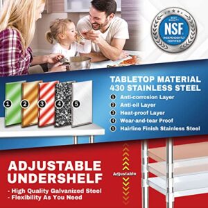 DuraSteel 30x36 Stainless Steel Prep Table with Under Shelf in Kitchen Setting