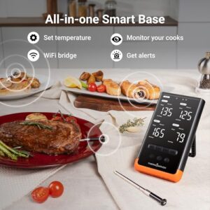 ThermoMaven Wireless Bluetooth Smart Meat Thermometer with standalone base, WiFi, Bluetooth, and NIST-certified accuracy, perfect for grilling, BBQ, and smoking  