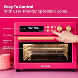 VAL CUCINA Limited Edition Happy Pink Air Fryer Toaster Oven with Infrared Heating, Extra Large Capacity, and 10-in-1 Cooking Functions 