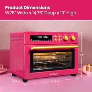 VAL CUCINA Limited Edition Happy Pink Air Fryer Toaster Oven with Infrared Heating, Extra Large Capacity, and 10-in-1 Cooking Functions 