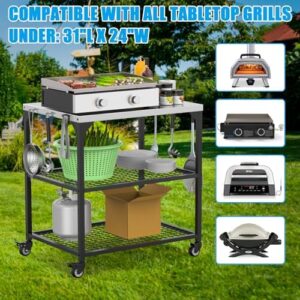 Collapsible Grill Cart for Megamaster Stainless Steel Grill Cart Pizza Oven Stand with Wheels, durable, stainless steel, portable, outdoor grilling