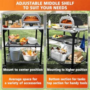 Hisencn Pizza Oven Table Cart for Ooni, Ninja Woodfire, Blackstone, and Cuisinart - Stainless Steel Portable Grill Stand