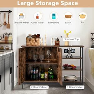 PETSITE Sideboard Buffet with Storage Cabinet & Shelves - Industrial Microwave Oven Stand and Coffee Bar Station  