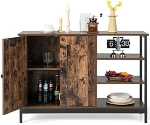PETSITE Sideboard Buffet with Storage Cabinet & Shelves - Industrial Microwave Oven Stand and Coffee Bar Station  