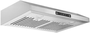 EVERKITCH Under Cabinet Range Hood 30 Inch Stainless Steel, 600CFM, Ducted with Gesture/Touch Control