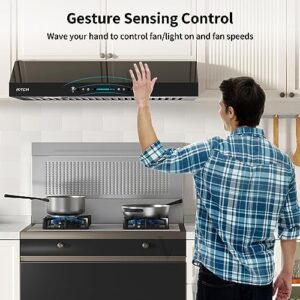 IKTCH 30 Inch Range Hood Under Cabinet with Gesture Sensing and Touch Panel