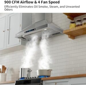 IKTCH 30 inch Wall Mounted Range Hood with Touch Control and Gesture Sensing