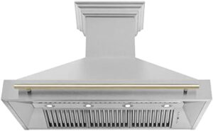 48" ZLINE Autograph Edition DuraSnow® Stainless Steel Range Hood with Gold Handle
