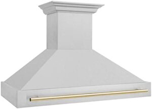 48" ZLINE Autograph Edition DuraSnow® Stainless Steel Range Hood with Gold Handle
