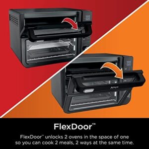 Ninja DCT402BK 13-in-1 Double Oven, black, with FlexDoor, air fry, convection, and smart finish features