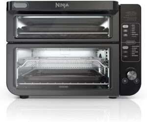 Ninja DCT402BK 13-in-1 Double Oven, black, with FlexDoor, air fry, convection, and smart finish features