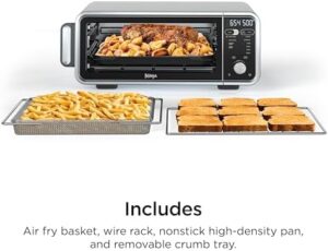 Ninja SP300C Foodi 10-in-1 Dual Heat Air Fry Oven on countertop with cooking food
