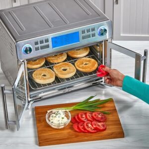 Emeril Lagasse Everyday French Door 360 Air Fryer with 25-quart capacity and dual temperature zones, perfect for versatile cooking. 
