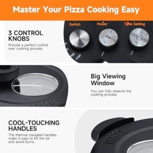 Davivy 16" Indoor Pizza Oven with Pizza Stone and Grill Pan – Black