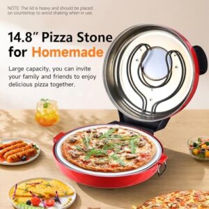 Upgrade Davivy 16" Large Indoor Pizza Oven with 14.8" Stone & Grill Pan for a crispy, golden pizza every time