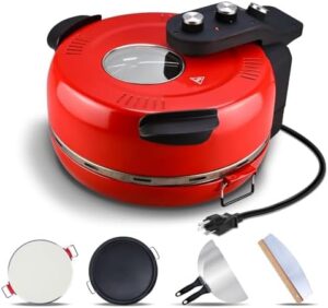 Upgrade Davivy 16" Large Indoor Pizza Oven with 14.8" Stone & Grill Pan for a crispy, golden pizza every time
