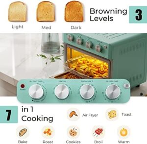 SIMOE Toaster Oven Air Fryer Combo, 19 QT, Green color, countertop oven with accessories and recipe book