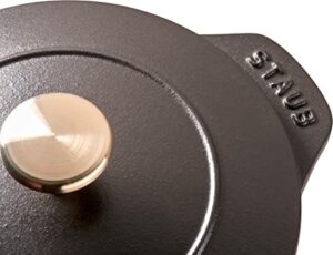 Staub 11721625 Cast Iron Petite French Oven, 1.5-Quart, Matte Black with Self-Basting Lid