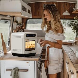 CIARRA 8-in-1 Air Fryer Steam Oven Countertop in White, showcasing its sleek design and versatile cooking options 