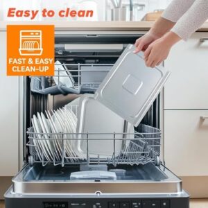 Secura 23 Quart FlashFry Smart Oven on countertop with food cooking